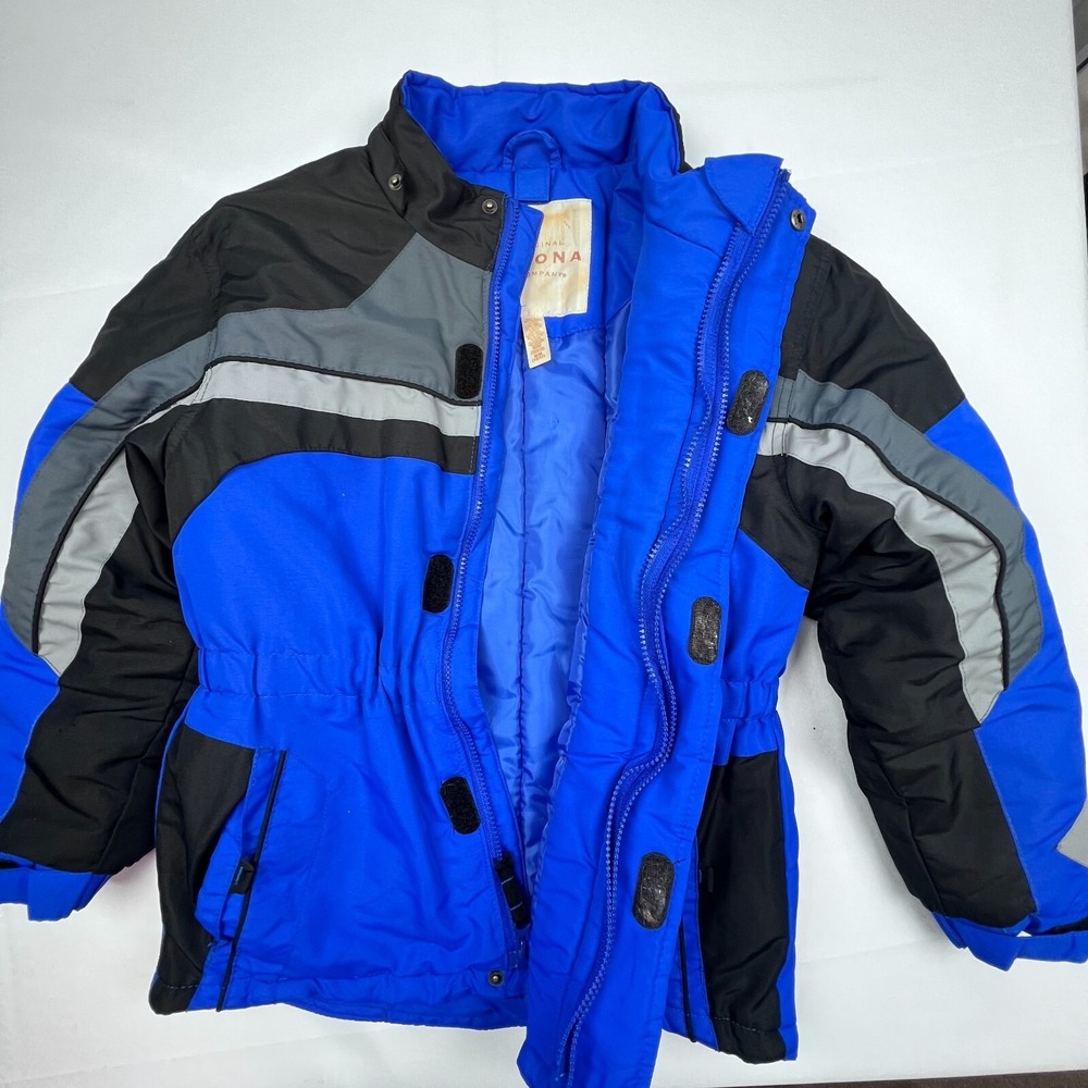Arizona Boys 10\12 Winter Puffer Coat Jacket Ski Blue Gray Black -No Hood & FLAW - Picture 6 of 11